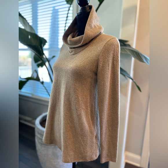 MOA MOA Open Tie Back Sweater Cowlneck Turtleneck Women Small Tan - Picture 4 of 10